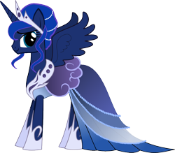 Size: 833x730 | Tagged: safe, artist:senwyn1, princess luna, alicorn, pony, clothes, dress, gala dress, simple background, solo