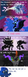 Size: 500x1342 | Tagged: safe, king sombra, nightmare moon, princess celestia, princess luna, alicorn, pony, unicorn, comic, looking at you, shrug, shrugpony