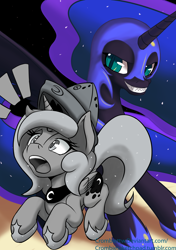 Size: 2070x2940 | Tagged: safe, artist:crombiettw, nightmare moon, princess luna, alicorn, pony, duality, woona