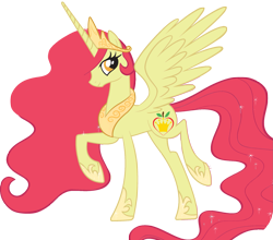 Size: 1951x1719 | Tagged: safe, apple bloom, princess celestia, alicorn, pony, bloomicorn, female, fusion, mare, recolor, simple background, solo, transparent background, vector