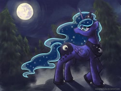 Size: 1400x1050 | Tagged: safe, artist:copygeijutsuka, princess luna, alicorn, pony, mare in the moon, moon, night, solo