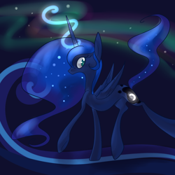 Size: 1000x1000 | Tagged: safe, artist:ponygoggles, princess luna, alicorn, pony, female, horn, magic, mare, solo