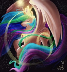 Size: 749x797 | Tagged: safe, artist:seyllah, princess celestia, alicorn, pony, glow, magic, solo