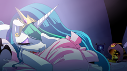 Size: 740x416 | Tagged: safe, artist:cakewasgood, princess celestia, alicorn, pony, crying, depressedia, depression, runny nose, sad, sadlestia, snot, solo