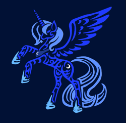 Size: 531x517 | Tagged: safe, artist:yuzukimadoko, princess luna, alicorn, pony, female, horn, mare, solo, tribal