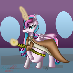 Size: 1536x1536 | Tagged: safe, artist:commandereclipse, princess flurry heart, alicorn, pony, adult, belly, clothes, dress, female, hyper, hyper pregnancy, magic, measuring tape, multiple pregnancy, older, older flurry heart, pregnant, signature, solo