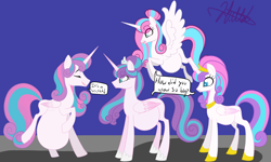 Size: 5000x3000 | Tagged: safe, artist:chelseawest, princess flurry heart, alicorn, pony, adult, dialogue, female, flying, high res, hyper, hyper pregnancy, multeity, multiple pregnancy, older, older flurry heart, pregnant, self ponidox, signature, strut, strutting