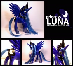 Size: 2220x2000 | Tagged: safe, artist:narxinba222, princess luna, alicorn, pony, brushable, crown, custom, female, figurine, irl, mare, photo, raised hoof, solo, toy