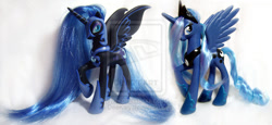 Size: 900x414 | Tagged: safe, artist:deekary, nightmare moon, princess luna, pony, brushable, custom, irl, photo, raised hoof, spread wings, toy, watermark