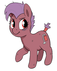 Size: 648x797 | Tagged: safe, artist:heretichesh, oc, oc only, oc:dusty hoof, earth pony, pony, bruise, cutie mark, filly, short tail, tail wrap