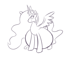 Size: 1614x1344 | Tagged: safe, artist:funble, princess celestia, alicorn, pony, hyper, hyper pregnancy, preglestia, pregnant