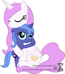 Size: 4100x4710 | Tagged: safe, artist:90sigma, princess celestia, princess luna, alicorn, pony, absurd resolution, cewestia, filly, hug, simple background, transparent background, vector, woona