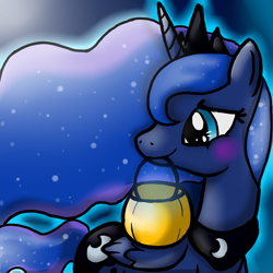 Size: 2000x2000 | Tagged: safe, artist:sweetscribblez, princess luna, alicorn, pony, female, horn, mare, simple background, solo