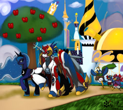 Size: 900x810 | Tagged: safe, artist:rafeal, princess luna, oc, alicorn, pony, canterlot, commission, crossover, disgaea, prinny, transformers