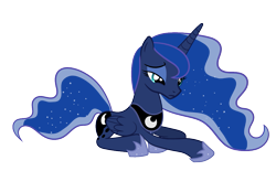 Size: 983x611 | Tagged: safe, artist:proenix, princess luna, alicorn, pony, .svg available, missing accessory, prone, sad, simple background, solo, svg, transparent background, vector