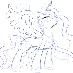 Size: 1200x1200 | Tagged: safe, artist:segamew, princess luna, alicorn, pony, female, horn, mare, sketch, solo