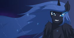 Size: 1250x650 | Tagged: safe, artist:muffinsforever, nightmare moon, princess luna, alicorn, pony, dark, solo