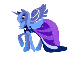 Size: 2652x2210 | Tagged: safe, artist:emerald-glaceon, princess luna, alicorn, pony, clothes, dress, gala dress, s1 luna, simple background, solo