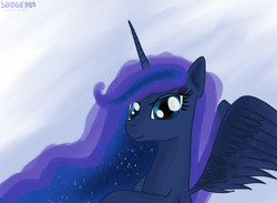 Size: 1920x1408 | Tagged: safe, artist:sludge888, princess luna, alicorn, pony, female, horn, mare, smiling, solo