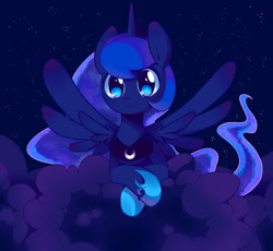 Size: 900x828 | Tagged: safe, artist:pekou, princess luna, alicorn, pony, cloud, cloudy, solo, woona