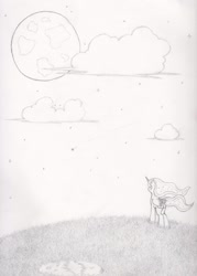 Size: 916x1280 | Tagged: safe, artist:theebonyheart, princess luna, alicorn, pony, monochrome, sketch, solo