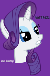 Size: 640x960 | Tagged: safe, rarity, pony, unicorn, female, horn, iphone wallpaper, mare, purple mane, text, the ass was fat, white coat