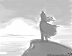 Size: 1000x778 | Tagged: safe, artist:cape, artist:johnjoseco, princess luna, human, cape, clothes, grayscale, humanized, monochrome, solo, warrior luna