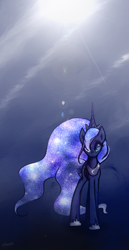 Size: 466x900 | Tagged: safe, artist:derpiihooves, princess luna, alicorn, pony, female, gradient background, horn, mare, solo