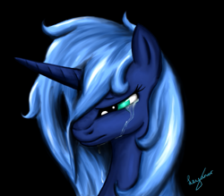 Size: 757x662 | Tagged: safe, artist:leyanor, princess luna, alicorn, pony, crying, simple background, solo