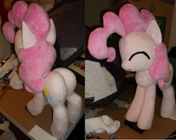 Size: 2522x2000 | Tagged: safe, artist:doublebackstitcharts, pinkie pie, irl, photo, plot, plushie, the ass was fat, wip