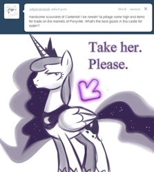 Size: 553x621 | Tagged: safe, artist:ttturboman, princess luna, alicorn, pony, ask, ask blueblood, luna is not amused, tumblr