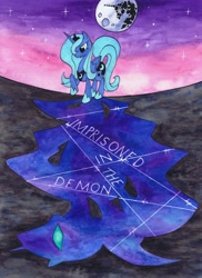 Size: 3417x4691 | Tagged: safe, artist:hallowgazer, princess luna, alicorn, pony, absurd resolution, mare in the moon, moon, shadow, solo