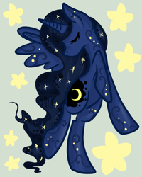 Size: 800x1000 | Tagged: dead source, safe, artist:magical-fish, princess luna, alicorn, pony, eyes closed, solo