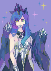 Size: 368x510 | Tagged: safe, artist:matsusaka, princess luna, eared humanization, horned humanization, humanized, pixiv, solo, stars, winged humanization