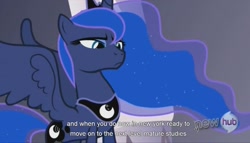 Size: 1515x865 | Tagged: safe, screencap, princess luna, alicorn, pony, the crystal empire, youtube caption, youtube link