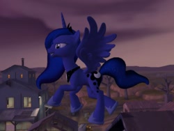 Size: 1152x864 | Tagged: safe, artist:blusweater, princess luna, alicorn, pony, 3d, flying, gmod, solo