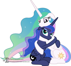 Size: 7720x7150 | Tagged: safe, artist:90sigma, princess celestia, princess luna, alicorn, pony, absurd resolution, feels, hug, simple background, sisters, transparent background, vector