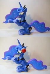 Size: 2000x2963 | Tagged: safe, artist:earthenpony, princess luna, pony, custom, gamer luna, irl, photo, sculpture, sitting, solo, toy