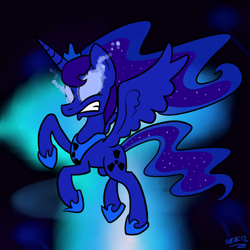 Size: 1000x1000 | Tagged: safe, artist:putuk, edit, princess luna, alicorn, pony, glowing eyes, solo