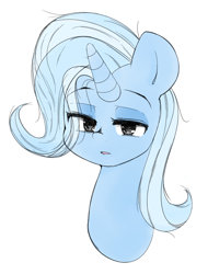 Size: 940x1238 | Tagged: safe, artist:lyrabop, trixie, pony, unicorn, female, mare, messy mane, open mouth, simple background, solo, solo female, white background