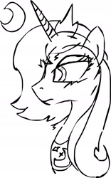 Size: 1200x1921 | Tagged: safe, artist:damianuss, princess luna, alicorn, pony, bust, monochrome, portrait, profile, solo