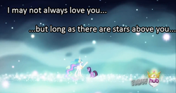 Size: 1024x540 | Tagged: safe, princess celestia, twilight sparkle, alicorn, pony, god only knows, song reference, space, stars, the beach boys