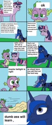 Size: 800x1900 | Tagged: safe, princess luna, spike, twilight sparkle, alicorn, dragon, pony, grammar, ms paint, tails gets trolled