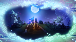 Size: 1280x720 | Tagged: safe, artist:vest, princess luna, oc, alicorn, pony, crown, female, horn, mare, siblings, sisters