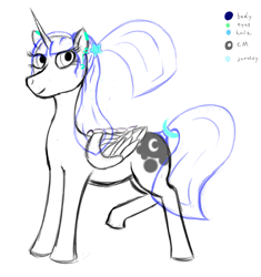 Size: 1219x1297 | Tagged: safe, artist:iron snake, princess luna, alicorn, pony, female, horn, mare, sketch, solo