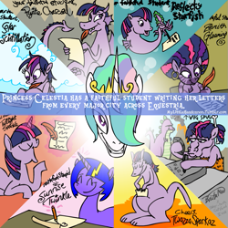 Size: 715x716 | Tagged: safe, alternate version, artist:cybersp0nge, princess celestia, spike, twilight sparkle, oc, dinosaur, dragon, kangaroo, pegasus, pony, sea pony, seahorse, squid, zebra, afro, cave pony, caveman, cavemare, counterparts, mylittleheadcanon, not twilight sparkle, seaponified, seapony twilight, species swap, sunrise twinkle, twilidragon, zebrafied