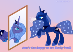 Size: 1024x731 | Tagged: safe, artist:elfman83ml, princess luna, alicorn, pony, female, horn, mare, woona