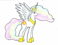 Size: 2162x1661 | Tagged: safe, artist:silverjaqui, princess celestia, alicorn, pony, simple background, smiling, solo