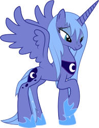 Size: 3731x4805 | Tagged: safe, artist:happyfoxx, princess luna, alicorn, pony, s1 luna, simple background, solo, transparent background, vector, wet mane