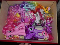 Size: 960x720 | Tagged: safe, applejack, pinkie pie, princess luna, rainbow dash, twilight sparkle, alicorn, earth pony, pegasus, pony, unicorn, brushable, female, irl, mare, photo, toy